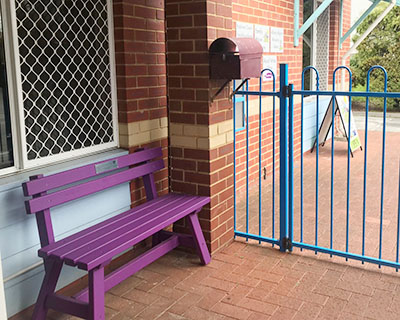 Rainbow Coast Neighbourhood Centre Purple Bench